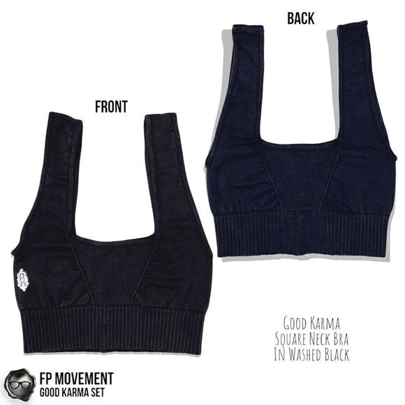 FP MOVEMENT GOOD KARMA SET: SQUARE NECK BRA + HIGH-RISE LEGGINGS IN WASHED BLACK - Picture 5 of 16